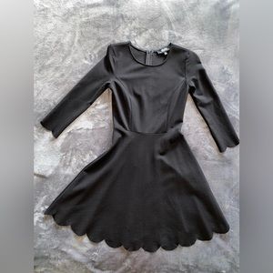 Lulu's Lulus Cumulonimbus Clouds Scallop Scalloped Black Skater Dress Size S